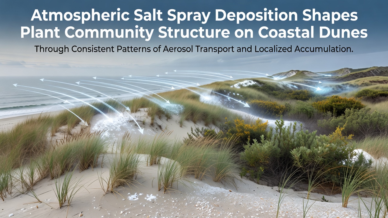 Atmospheric Salt Spray Deposition Shapes Plant Community Structure on Coastal Dunes Through Consistent Patterns of Aerosol Transport and Localized Accumulation